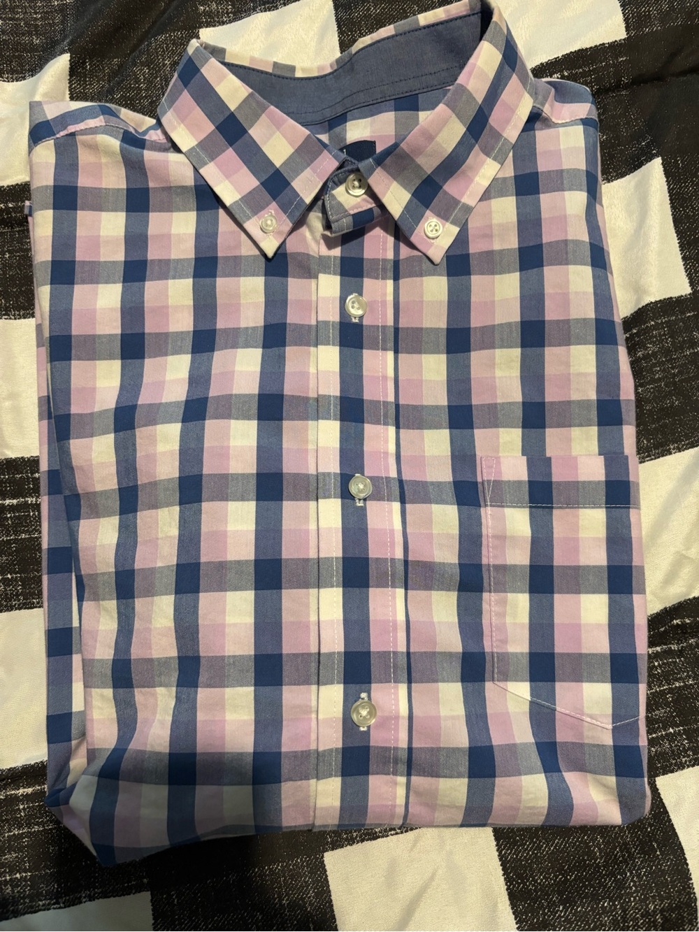 George Men's Button-Down Plaid Shirt in Blue, Pink & White